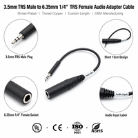 Câble adaptateur audio personnalisé 3,5 mm stéréo mâle vers 6,35 mm femelle 1/4 pouce, 15 cm, nickelé, pour guitare, clavier, mixeur, faisceau OEM