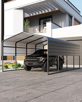 Abri de voiture moderne en métal, auvent de garage extérieur, base renforcée, toit en acier galvanisé thermolaqué, abri de voiture robuste et durable