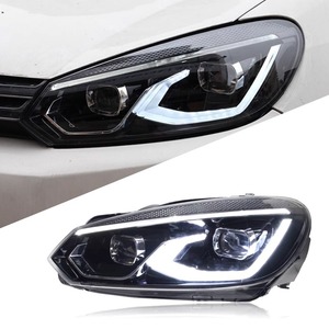 Phare modifié pour <span class=keywords><strong>Volkswagen</strong></span> <span class=keywords><strong>Golf</strong></span> 6, ensemble de phares modifiés, LED <span class=keywords><strong>bleu</strong></span>, feux de jour, clignotants LED, double lentille - Product Image 1