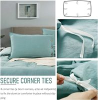 100% Stonewashed Français Lin Couette Couverture Ensemble Noix De Coco Bouton Fermeture 4 Pièces Lin Housse De Couette