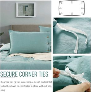 100% stonewashed pháp lanh <span class=keywords><strong>Comforter</strong></span> Bìa Set dừa nút đóng cửa 4 mảnh <span class=keywords><strong>Linen</strong></span> Duvet cover - Product Image 5