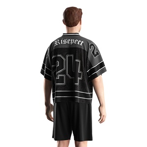Jersey Football Amerika & Rugby antik, kain jala bersirkulasi pesona Retro Vintage cocok untuk kompetisi & Latihan - Product Image 4