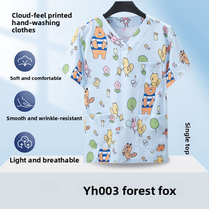 Ropa de Trabajo Estampada para Lavado a Mano para Hombres y Mujeres, Camisetas de Manga Corta, Uniformes Médicos, Batas Quirúrgicas Dentales - Product Image 3