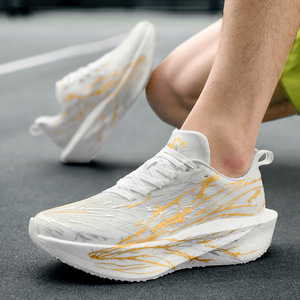 Chaussures de course avec plaque en carbone, haute élasticité, absorption des chocs, entraînement sportif, décontractées, respirantes, confortables, à lacets - Product Image 2