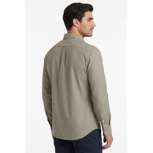 Men's Single Breasted Slim Striped Dress Shirt Long Sleeve Turn-down <b>Collar</b> Anti-Wrinkle Poplin Cotton Smart Casual Autumn Wear - Product Image 5