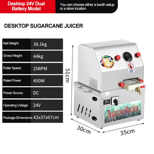 Extractor de Jugo de Caña de Azúcar Eléctrico de Acero Inoxidable para Uso Comercial y Doméstico, con Batería Integrada de 24V - Product Image 3