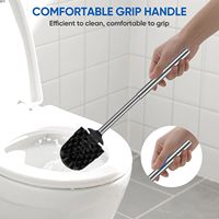Support de brosse de toilette en acier inoxydable avec revêtement anti-graisse, design moderne, poils flexibles, anti-rouille, ensemble de brosses de salle de bain