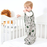 Gilet d'été respirant 0,5 Tog pour tout-petit, anti-coup de pied, avec fermeture éclair bidirectionnelle, antibactérien, unisexe, en coton, sans manches, motif animal pour bébé
