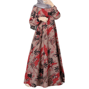Nuevo Vestido Largo para Mujeres Musulmanas, Manga Larga, Cuello Redondo, Estampado, Holgado, Estilo Tradicional de Oriente Medio, Arabia Saudita, Malasia - Product Image 4