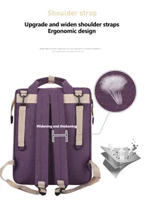 Moda özelleştirilmiş çok fonksiyonlu büyük kapasiteli su geçirmez bebek yeniden bebek bezi çantası sırt çantası yatak değiştirme istasyonu ile