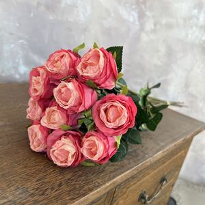Ramo <span class=keywords><strong>de</strong></span> Rosas Artificiales <span class=keywords><strong>de</strong></span> Seda al por Mayor, 10 Cabezas, Flores Artificiales para Decoración del Hogar y Bodas, Ramo <span class=keywords><strong>de</strong></span> Rosas Artificiales Color Rosa Empolvado - Product Image 4