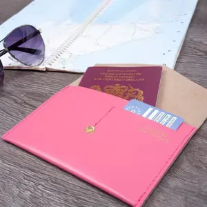 Custom Luxury PU Leather Passport Envelope Holder Travel Passport Wallet Passport Case