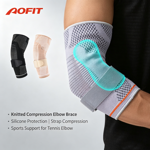 Manchon de coude réglable en tricot avec rembourrage en silicone pour le tennis, support de coude personnalisé avec logo, protection sportive pour le coude – Vente en gros - Product Image 1