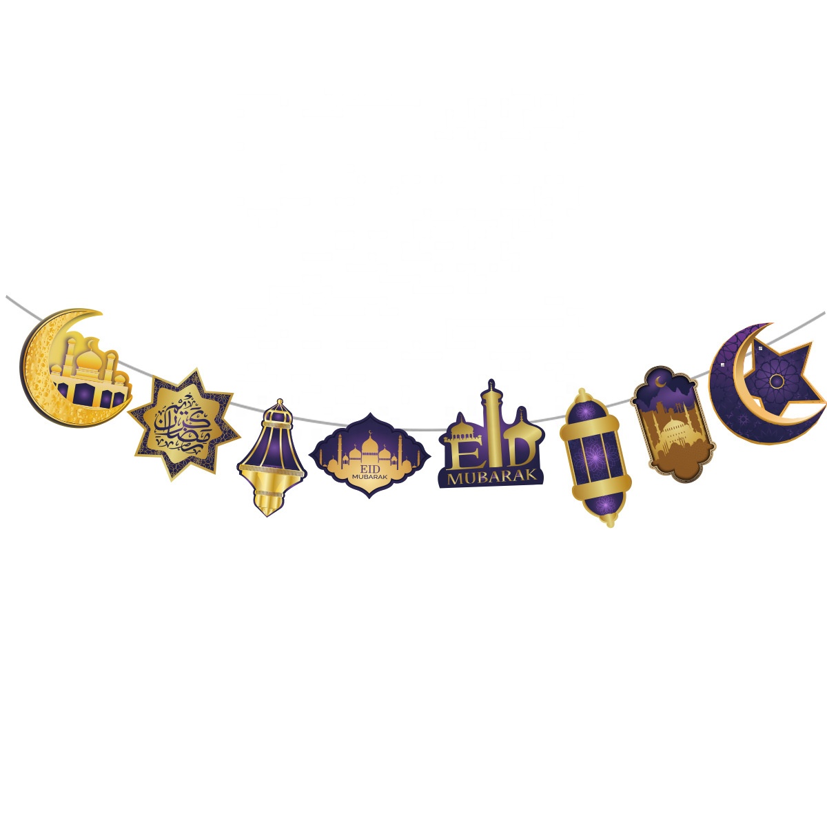 Creative Eid Mubarak Islamic banner in gold and blue 1233158 Vector Art at