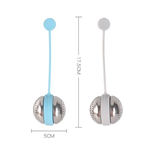 Boule de thé en acier inoxydable et silicone outil de fabrication de thé rond écologique réutilisable sachet de thé à bulles filtre ustensiles en plastique argenté - Product Image 4