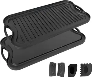 Best Sell Factory Promotional Cast Iron Cooking Griddle Pans Cast Iron Square Sizzling Pan