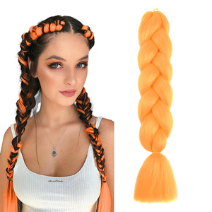 Tresses crochet torsadées en fibres synthétiques pré-étirées de 24 pouces Extensions de cheveux à tresser à la texture Yaki orange - Product Image 1