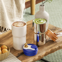 Taza de Café Aislada de Acero Inoxidable 316 de 450 ml con Pantalla LED de Temperatura, Termo Inteligente de Viaje con Correa Portátil