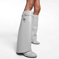 Bottes plates pliables de haute qualité pour femmes, bottes d'hiver, bottes hautes à cadenas pour femmes, vente en gros OEM