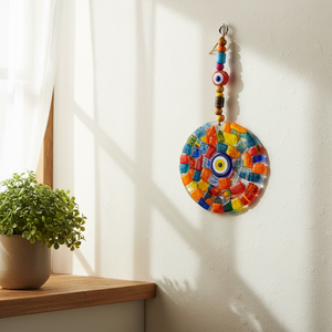 12X22 cm Vidrio Evil Eyes Decoración de pared Paneles de vidrieras - Product Image 3