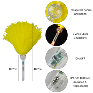 Pompons de cheerleading avec poignée de bâton, lumière alimentée par batterie pour l'esprit d'équipe, la danse sportive, le soutien des adolescents, la fête des mères, la remise des diplômes - Product Image 6