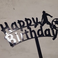 Décoration de gâteau en acrylique « Joyeux Anniversaire » avec silhouette de footballeur, thème football, accessoire de pâtisserie
