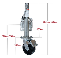 Roue jockey de remorque 1200lbs avec cric de remorque à enroulement latéral de frein avec roue de 6 "roue jockey rétractée pour remorque de bateau de caravane