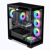 Gabinete de PC para Gaming SAMA Semitorre ATX de Escritorio con Panel Lateral Doble de Vidrio Templado y Ventiladores RGB