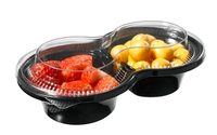 2 Pans Récipient à salade jetable rond en PET Boîte d'emballage de fruits à emporter en plastique à double compartiments pique-niques