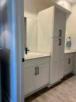 Modern Kitchen Island Cabinet Frühstücks bar Eingebautes Wein regal Massivholz Edelstahl Granit Sperrholz Waschbecken Backs plash