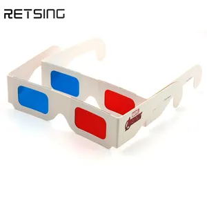 Картонные красные и синие голубые 3D-очки для фильмов оптом