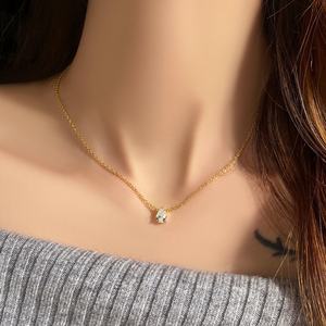 Collares de Moda al por Mayor para Mujer, Joyería Chapada en Oro de 18K, Collar con Colgante de Lágrima de Circonia Cúbica - Product Image 6