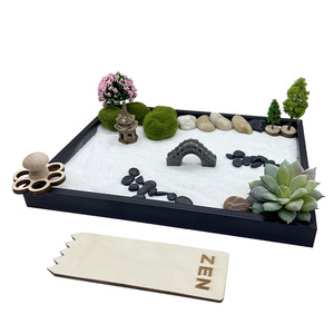 Décoration <span class=keywords><strong>miniature</strong></span> pour bureau à domicile, jardin zen japonais, pierre, râteau à lotus, cerisier, mini jardin zen personnalisé - Product Image 5