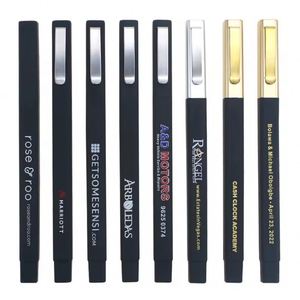 Bolígrafos Promocionales con Logotipo Dorado, Bolígrafos Cuadrados con Acabado de Goma y Logotipo Personalizado - Product Image 1