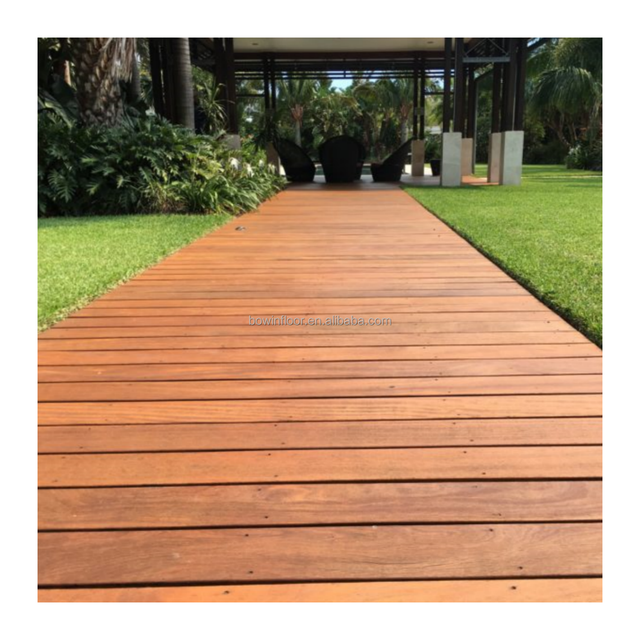 Natural Cumaru Solid Wood Waterproof Anti-Slip Outdoor Decking Board for Garden & Park Use Square Shape