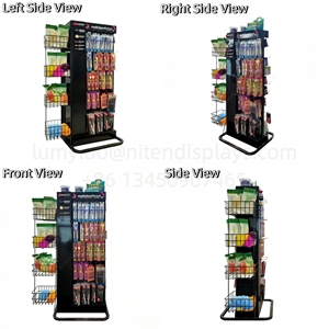 Metal Double Sided Floor Display Rack Freestanding <b>Hanging</b> Hook Stand For Makeup Brushes Retail - Product Image 4