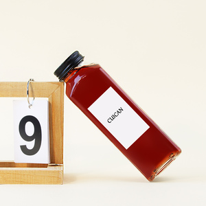 Bouteille en verre carrée <span class=keywords><strong>française</strong></span> de qualité alimentaire 12 oz 350 ml pour boissons, lait, avec couvercle - Product Image 4