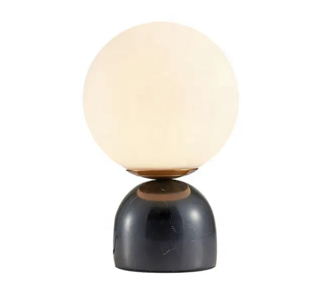 2021 beauty Europe design marble base white glass E27 led indoor reading desk table lamp for bedroom