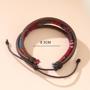 Bracelet en cuir multi-couches pour homme avec tissu amazonien, bracelet ajustable pour bijoux de mode - Product Image 3