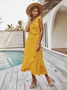 <span class=keywords><strong>Abito</strong></span> lungo <span class=keywords><strong>donna</strong></span> <span class=keywords><strong>donna</strong></span> <span class=keywords><strong>con</strong></span> volant <span class=keywords><strong>abito</strong></span> da <span class=keywords><strong>donna</strong></span> abiti a balza <span class=keywords><strong>con</strong></span> scollo a V e motivo a pois per l'estate - Product Image 2