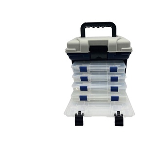 Boîte de rangement d'accessoires de pêche à poignée portable avec 4 plateaux multi-compartiments détachables boîtes de matériel de leurre de pêche - Product Image 1