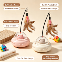 Jouet automatique multifonction pour chat, pointeur laser auto-mobile, plume remplaçable pour chat d'intérieur