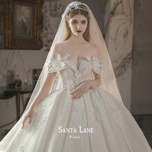 2025 nuovo stile Vintage abito da ballo abito da sposa favola con spalle scoperte abito da sposa pesante strascico lungo di alta qualità - Product Image 2
