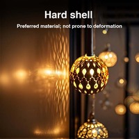Plateado Marroquí en Forma de Bola Plástico LED Solar Recargable Regulable Lámpara de Jardín Exterior Iluminación Decorativa para Navidad IP44