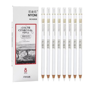 Long lanh 8pcs than bút chì đen nâu sẫm Than trắng phấn bút chì cho phác thảo vẽ và làm nổi bật - Product Image 1