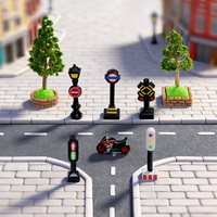 Escena de Tráfico en Miniatura, Señales de Tráfico de Resina, Farola, Semáforo, Figuras de Policías, Micropaisaje, Decoración de Maquetas de Edificios de Ciudad