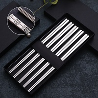 Ensemble de baguettes carrées en acier inoxydable plaqué titane, poli miroir, couleur unie, boîte cadeau