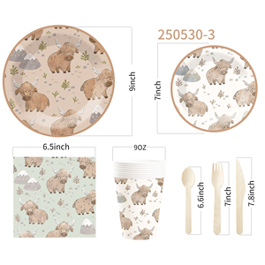 Fournitures de fête sur le thème des animaux DAMAI, décorations de fête jetables, ensemble de vaisselle de fête d'anniversaire, ferme, assiettes en papier de 7 pouces - Product Image 5