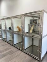 Fabricant en gros de grandes cages pour chats, cage à animaux de luxe à deux étages, cage en acier inoxydable, cage pour animaux de compagnie en métal, plateau en plastique