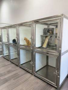 Toptan üretici büyük kedi kafes lüks çift katlı evcil hayvan kulubesi paslanmaz çelik Metal banka Pet kafesleri plastik tepsi palet - Product Image 5